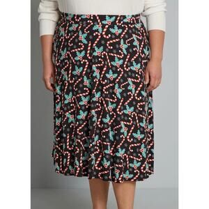 Sz L Large • ModCloth Mod Cloth Candy Cane Holiday Christmas Skirt w/ Pocket NWT